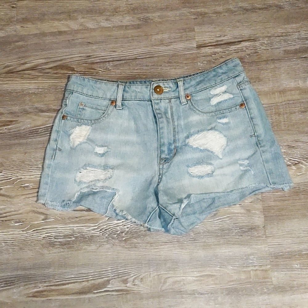 Bethany Mota distressed high rise midi shorts Sz 2 EUC